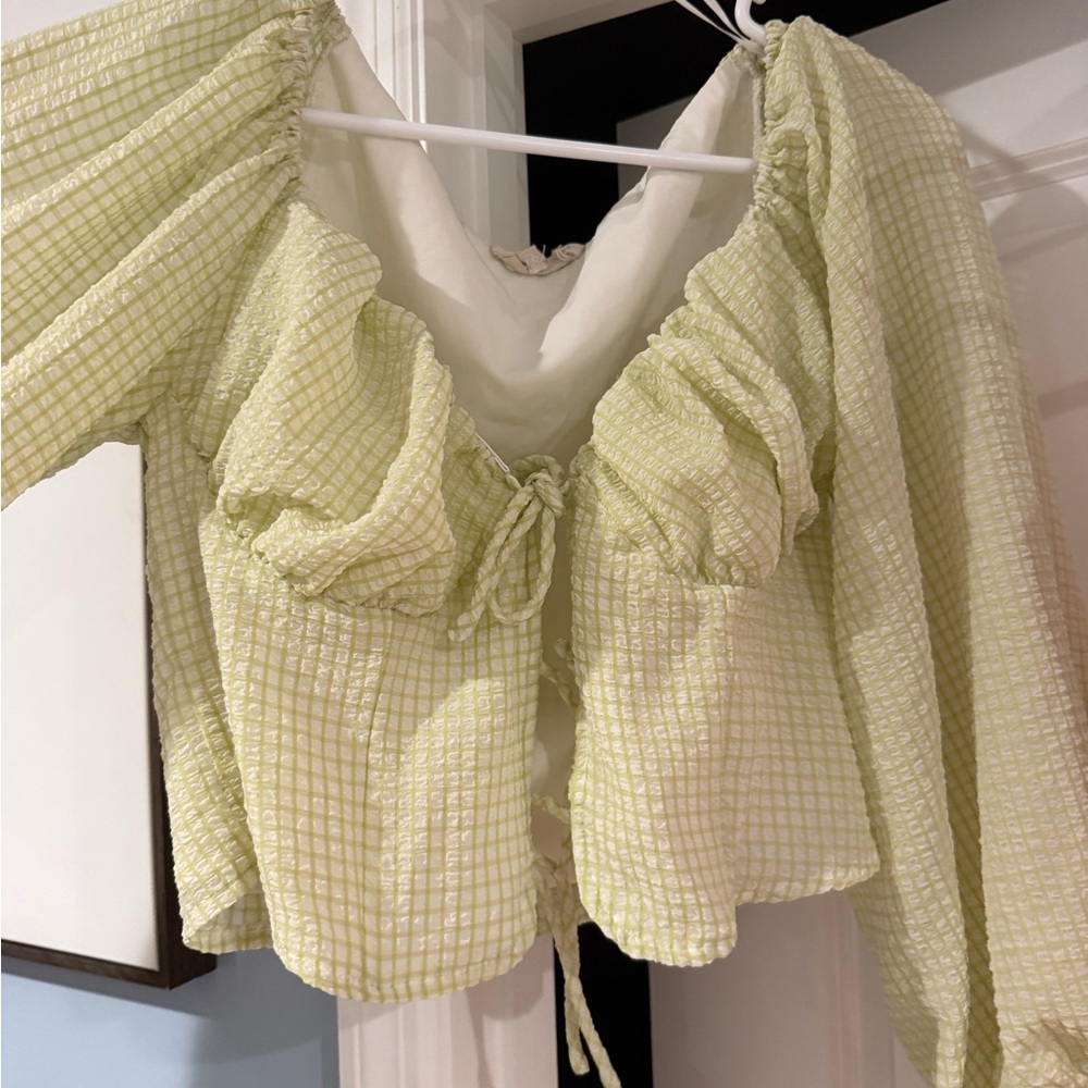 Light Green Women's front tie Top